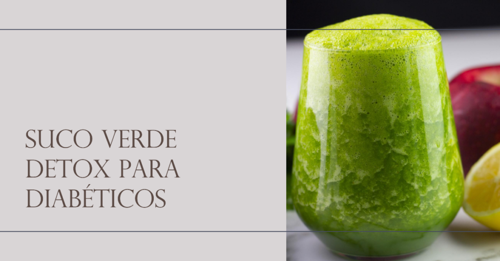 Suco Verde Detox para Diabéticos. O Suco Verde Detox para Diabéticos é uma combinação poderosa de ingredientes naturais que promovem a desintoxicação e ajudam no controle glicêmico. A couve manteiga, rica em fibras e antioxidantes, se une à maçã verde e ao gengibre, criando uma bebida fresca e energizante. O toque cítrico do limão realça os sabores e traz benefícios adicionais. Este suco é perfeito para começar o dia ou como um lanche da tarde, oferecendo saúde e sabor em cada gole. Além disso, é uma excelente alternativa para diabéticos que desejam consumir bebidas saudáveis sem adição de açúcares.